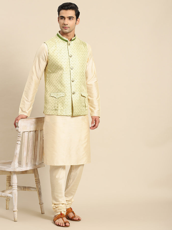 Kisah Men Gold Kurta Jacket Set