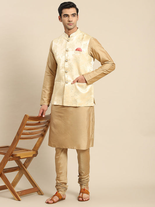 Kisah Men Gold Kurta Jacket Set