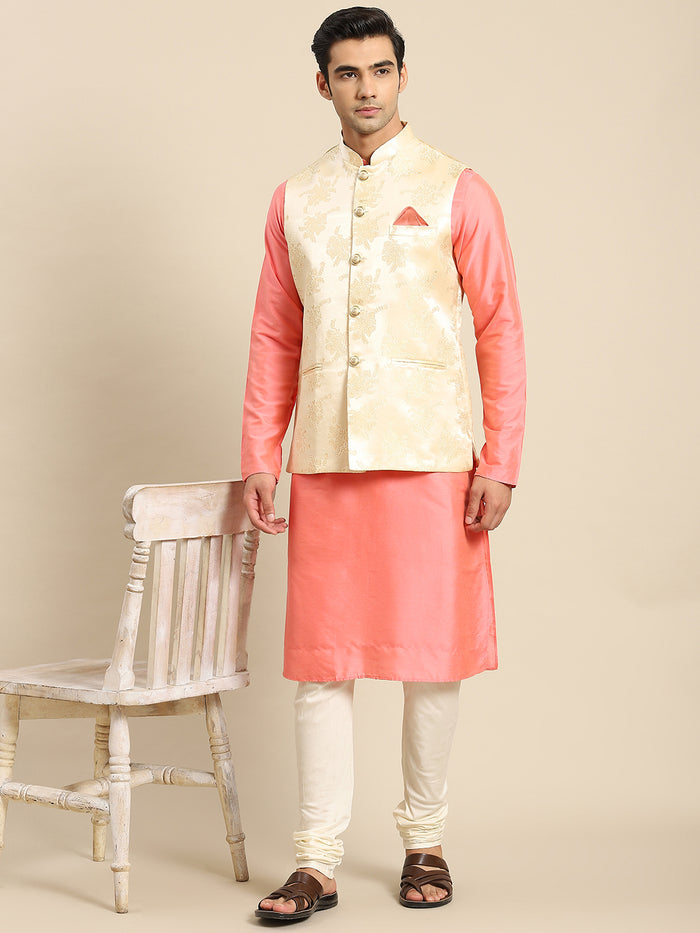 Kisah Men Gold Kurta Jacket Set