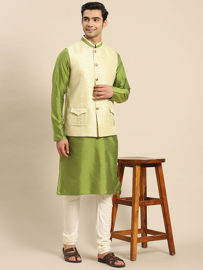 Kisah Men Gold Kurta Jacket Set