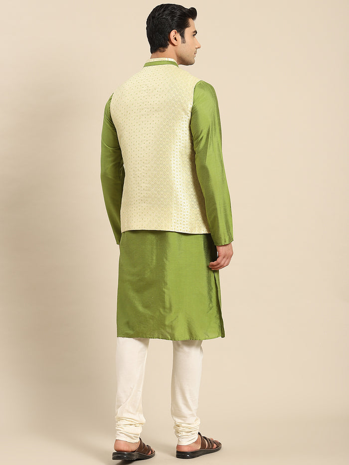 Kisah Men Gold Kurta Jacket Set