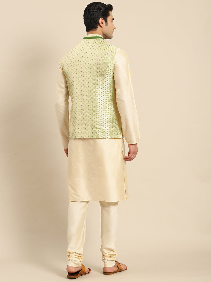 Kisah Men Gold Kurta Jacket Set