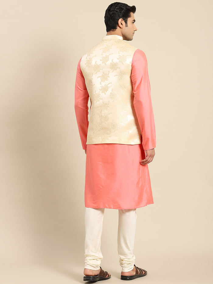 Kisah Men Gold Kurta Jacket Set