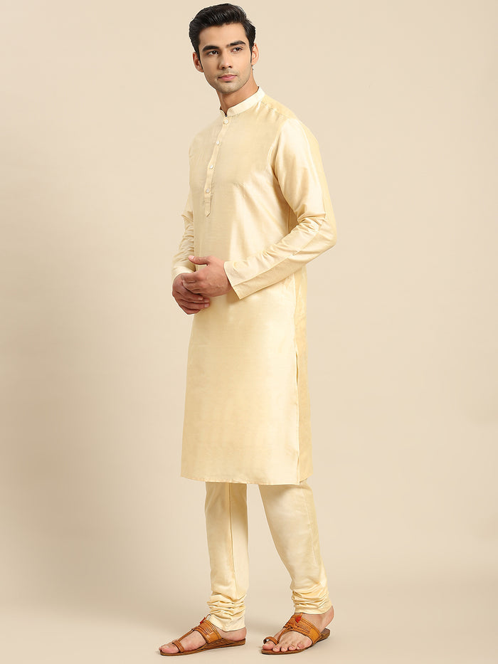 Kisah Men Gold Kurta Jacket Set