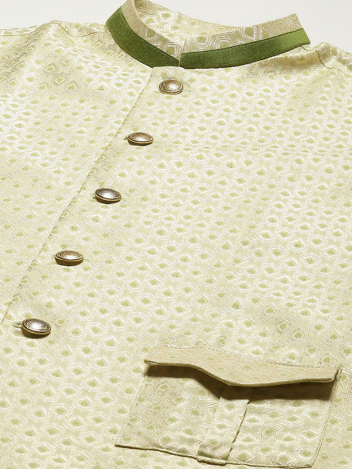 Kisah Men Gold Kurta Jacket Set