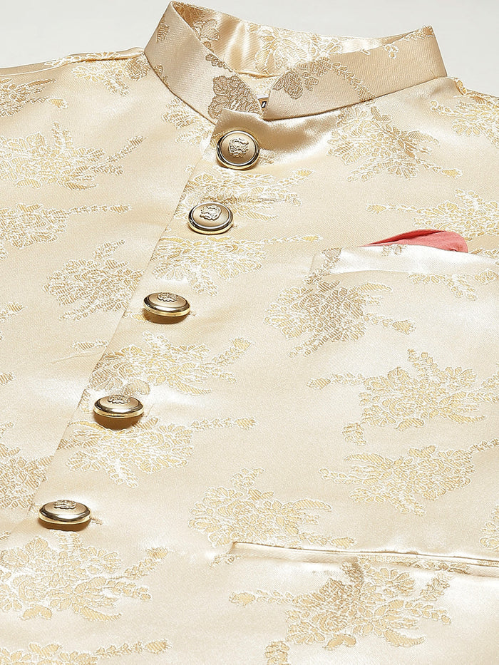 Kisah Men Gold Kurta Jacket Set