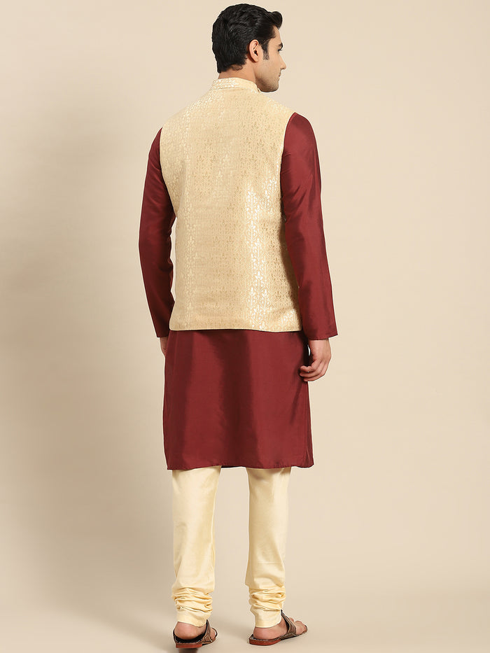 Kisah Men Gold Kurta Jacket Set