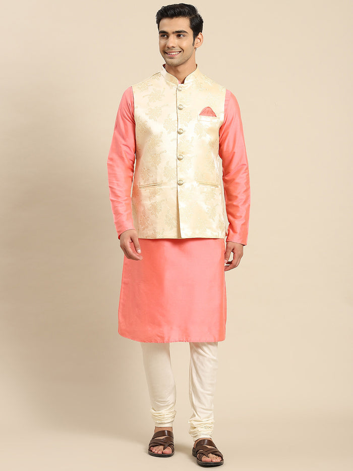 Kisah Men Gold Kurta Jacket Set