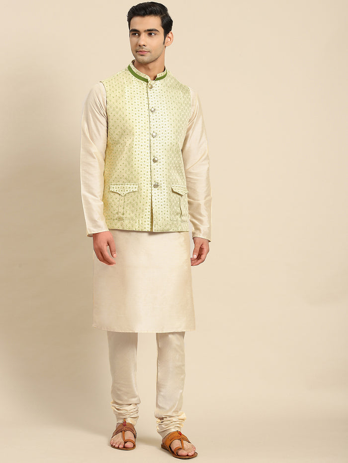 Kisah Men Gold Kurta Jacket Set