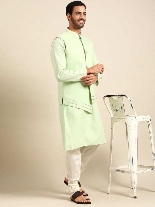 Kisah men Green kurta jacket set