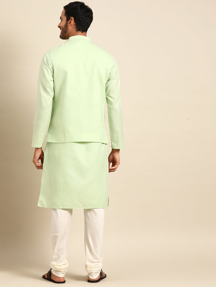 Kisah men Green kurta jacket set