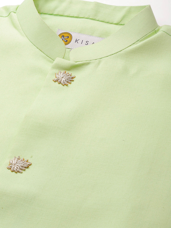 Kisah men Green kurta jacket set