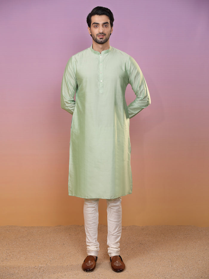 Kisah Men Green Kurta Jacket Set
