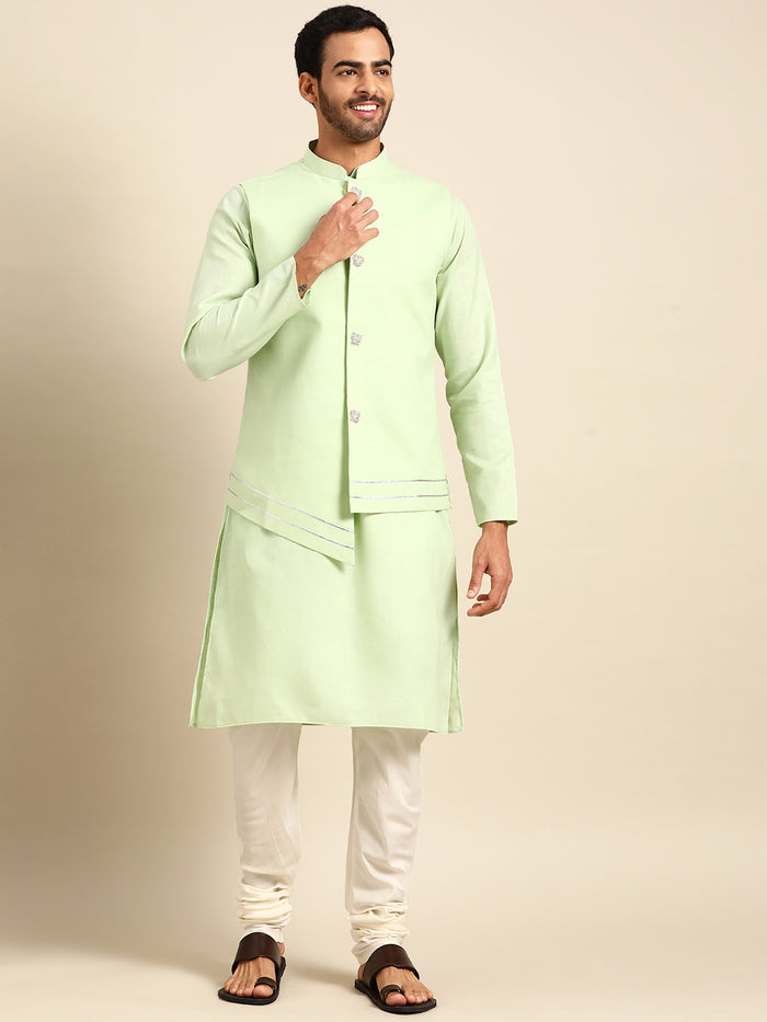 Kisah men Green kurta jacket set
