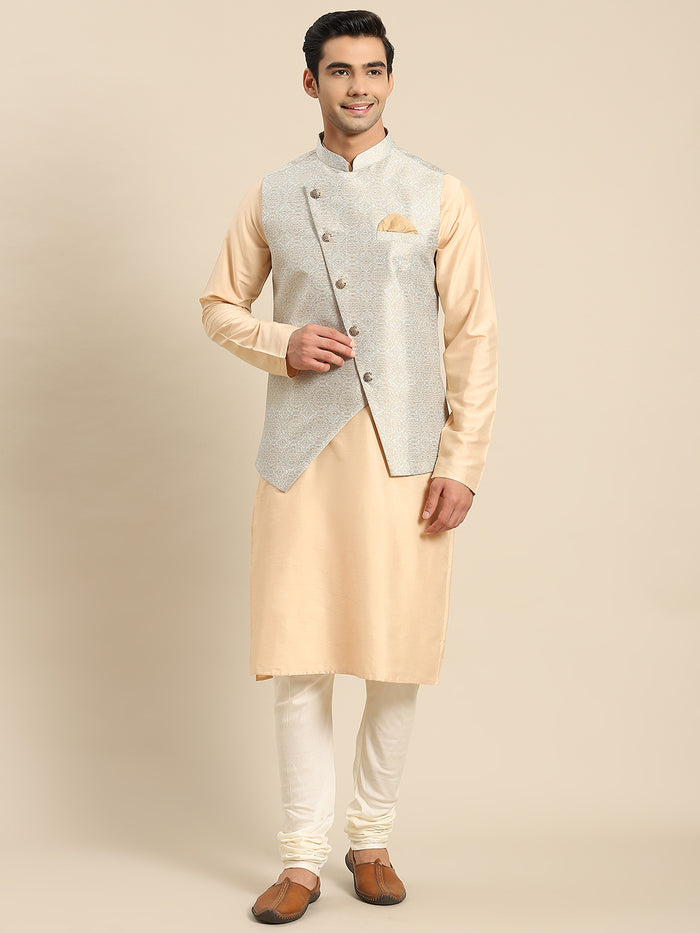 Kisah Men grey Kurta Jacket Set