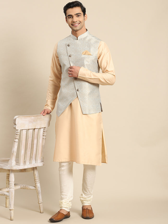 Kisah Men grey Kurta Jacket Set