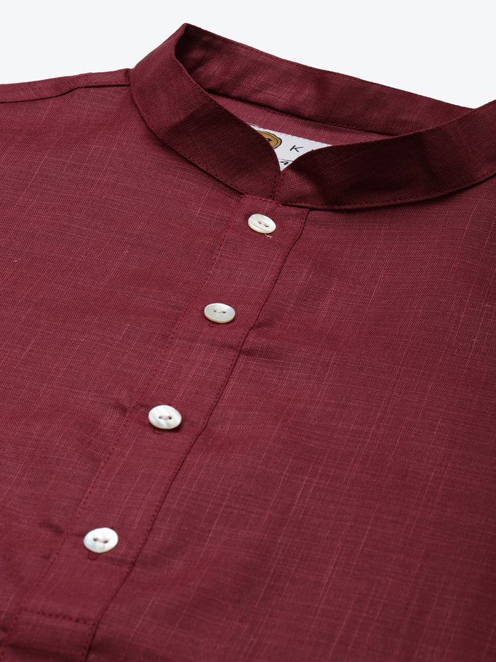 Kisah men Maroon nehru jacket (Set of 1)