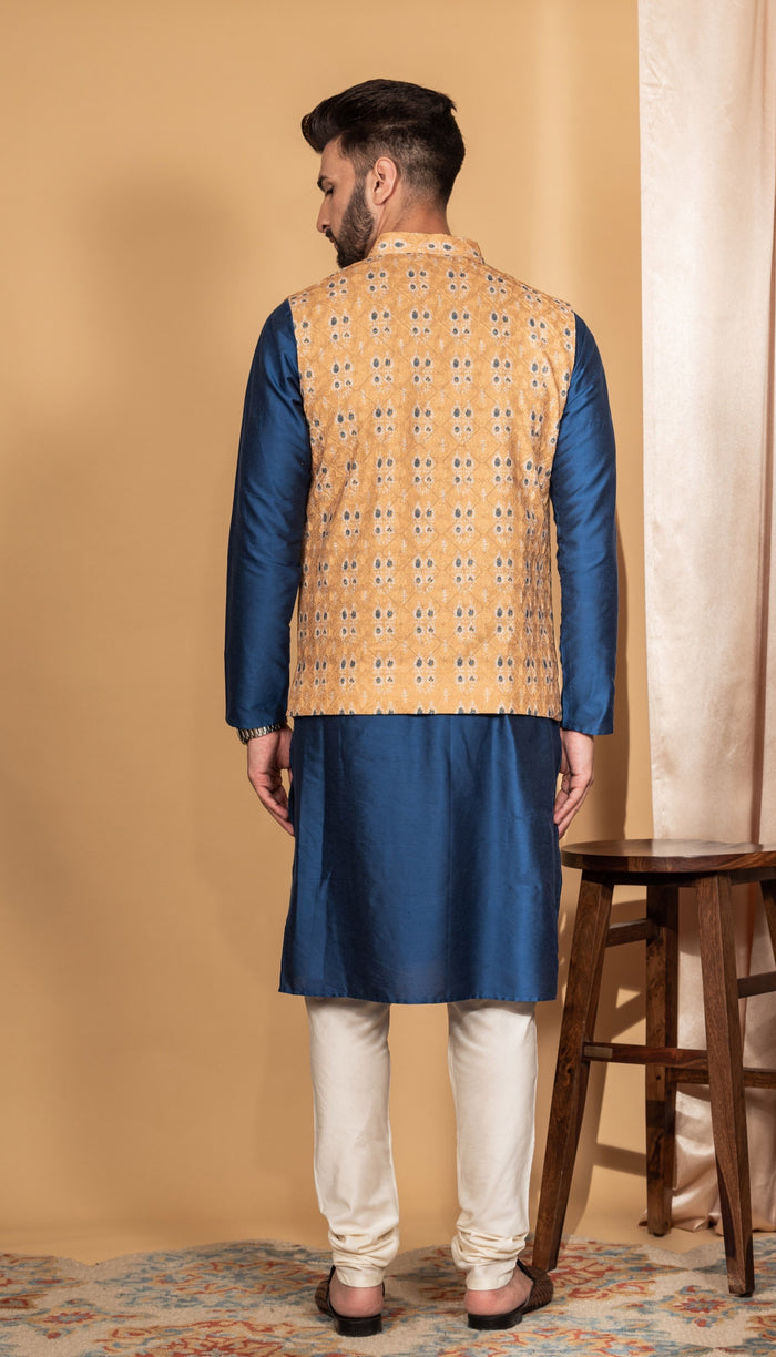 Kisah Men Mustard Kurta Jacket Set