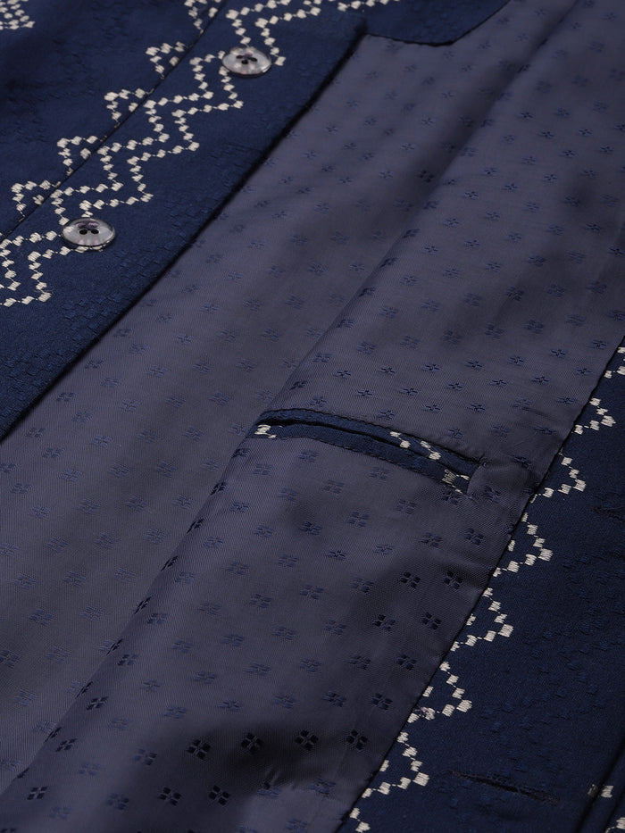 Kisah Men Navy blue Color Kurta Jacket Set