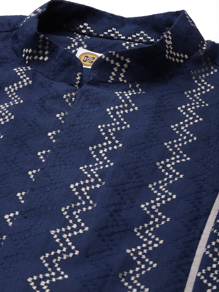Kisah Men Navy blue Color Kurta Jacket Set