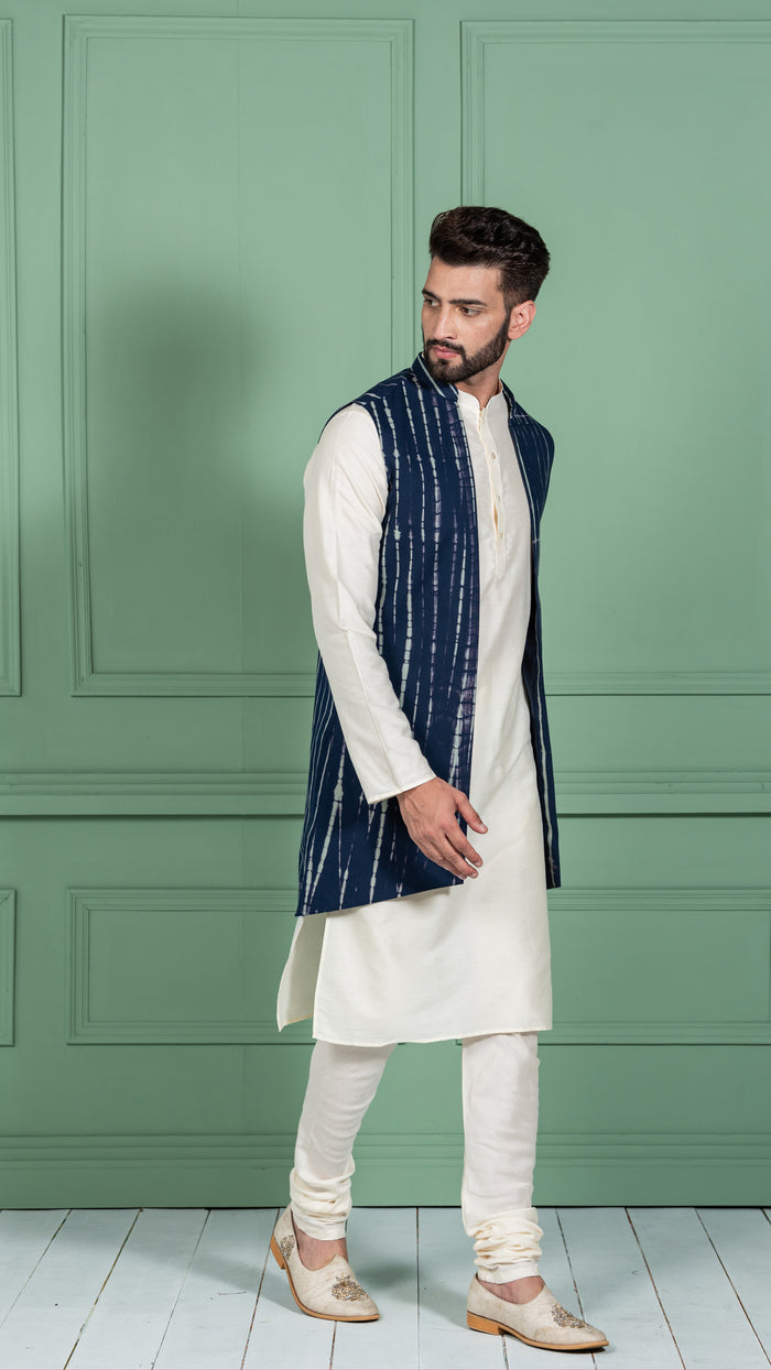 Kisah Men Navy Blue Kurta Jacket Set