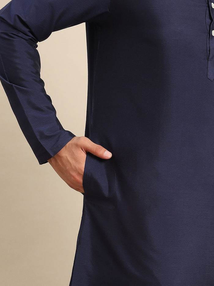 Kisah Men Navy Blue Kurta Jacket Set