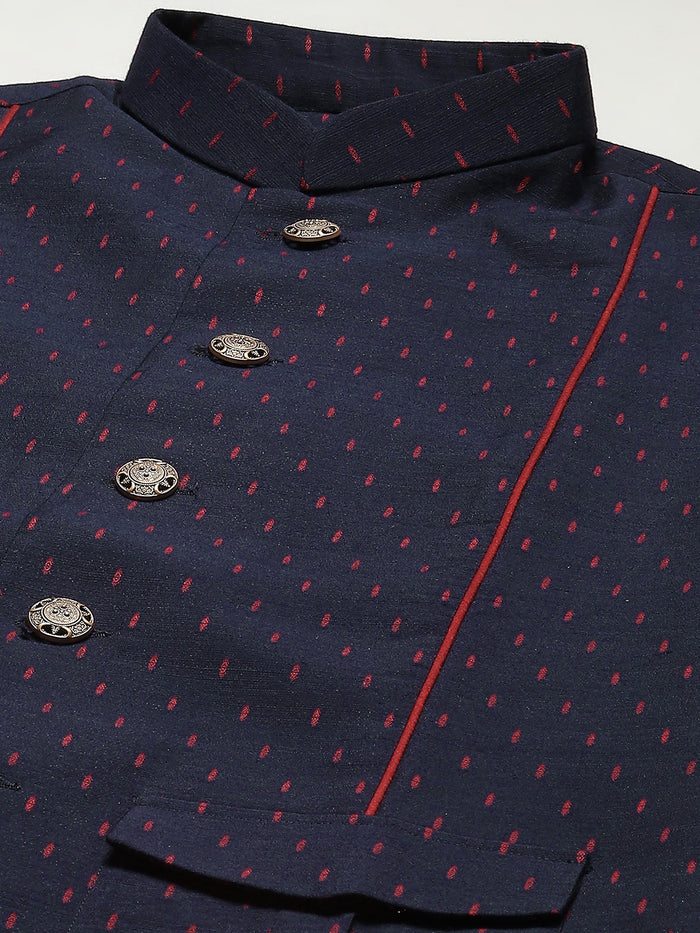 Kisah Men Navy Blue Kurta Jacket Set
