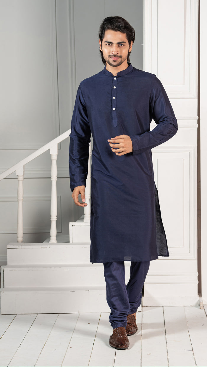 Kisah Men Navy Blue Kurta Jacket Set