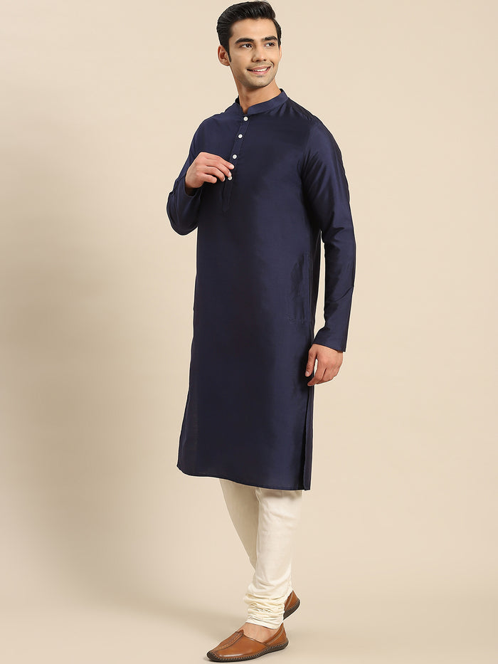 Kisah Men Navy Blue Kurta Jacket Set