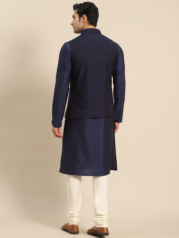 Kisah Men Navy Blue Kurta Jacket Set