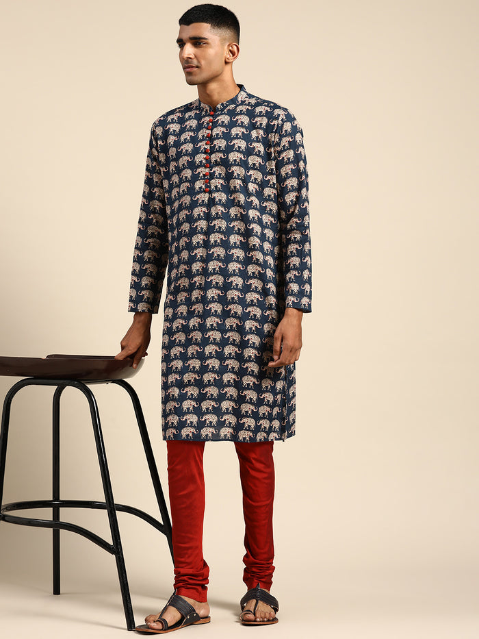 Kisah Men Navy blue Kurta Set