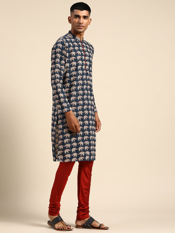 Kisah Men Navy blue Kurta Set