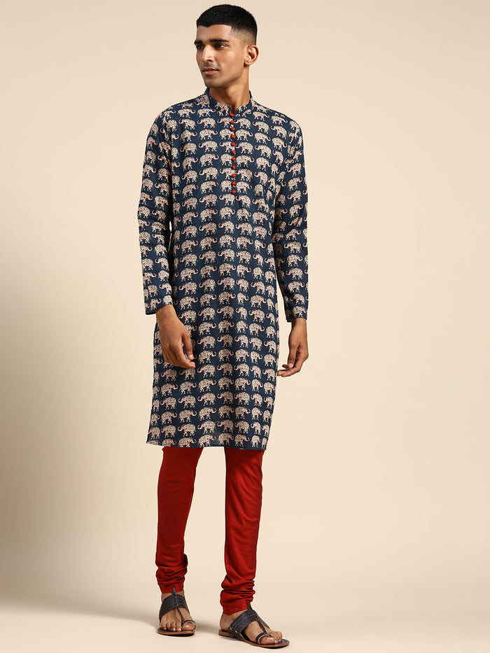 Kisah Men Navy blue Kurta Set