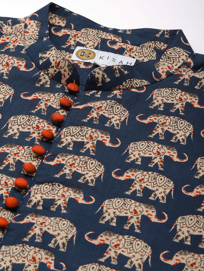 Kisah Men Navy blue Kurta Set