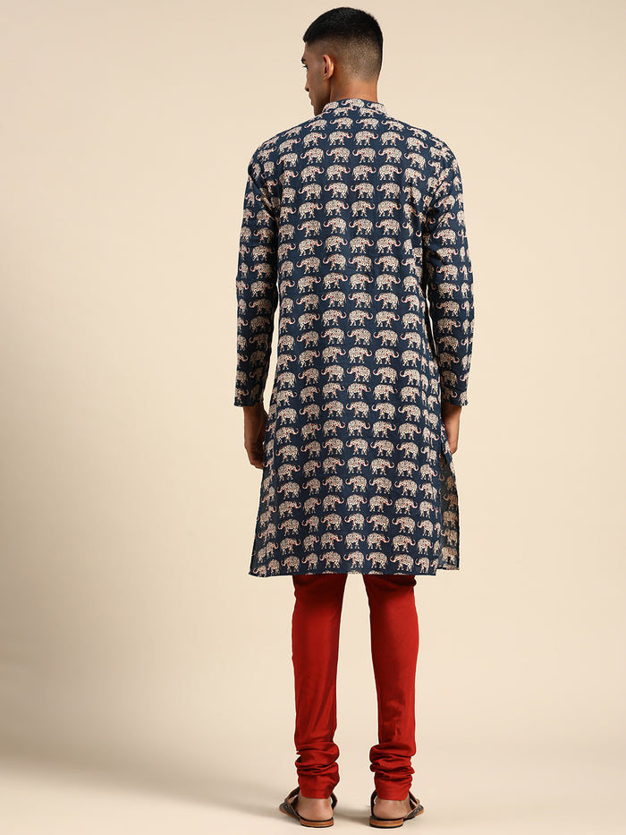Kisah Men Navy blue Kurta Set