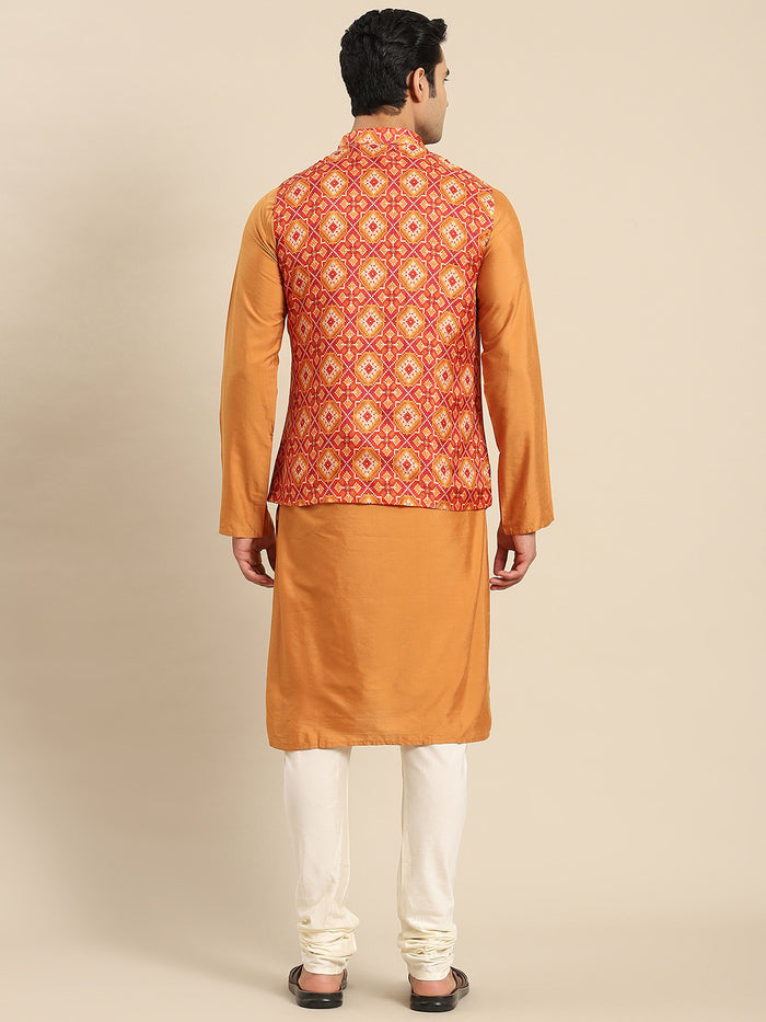 Kisah Men Red Kurta Jacket Set