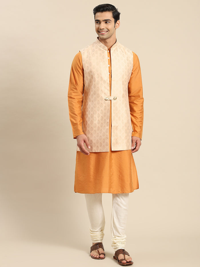 Kisah Men Taupe Kurta Jacket Set