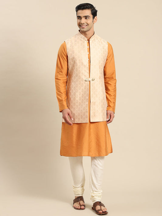 Kisah Men Taupe Kurta Jacket Set