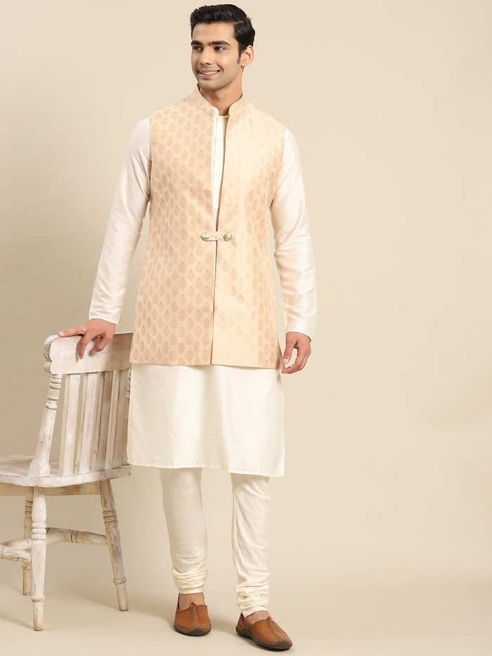Kisah Men Taupe Kurta Jacket Set