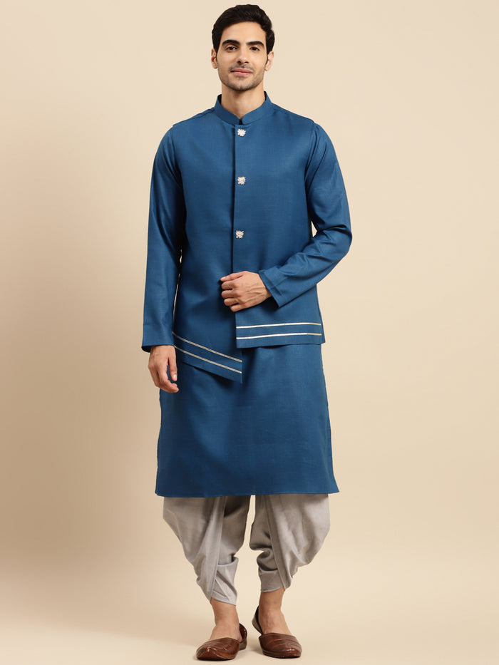 Kisah men Turquoise Blue kurta jacket set