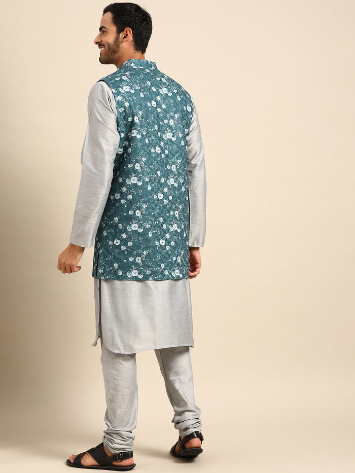 Kisah men Turquoise Blue kurta jacket set