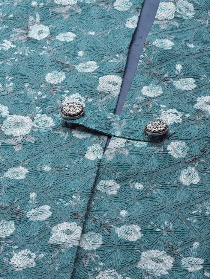 Kisah men Turquoise Blue kurta jacket set