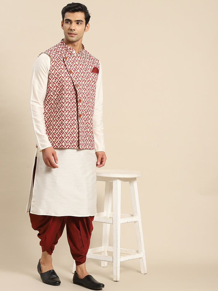 Kisah Men White Kurta Jacket Set