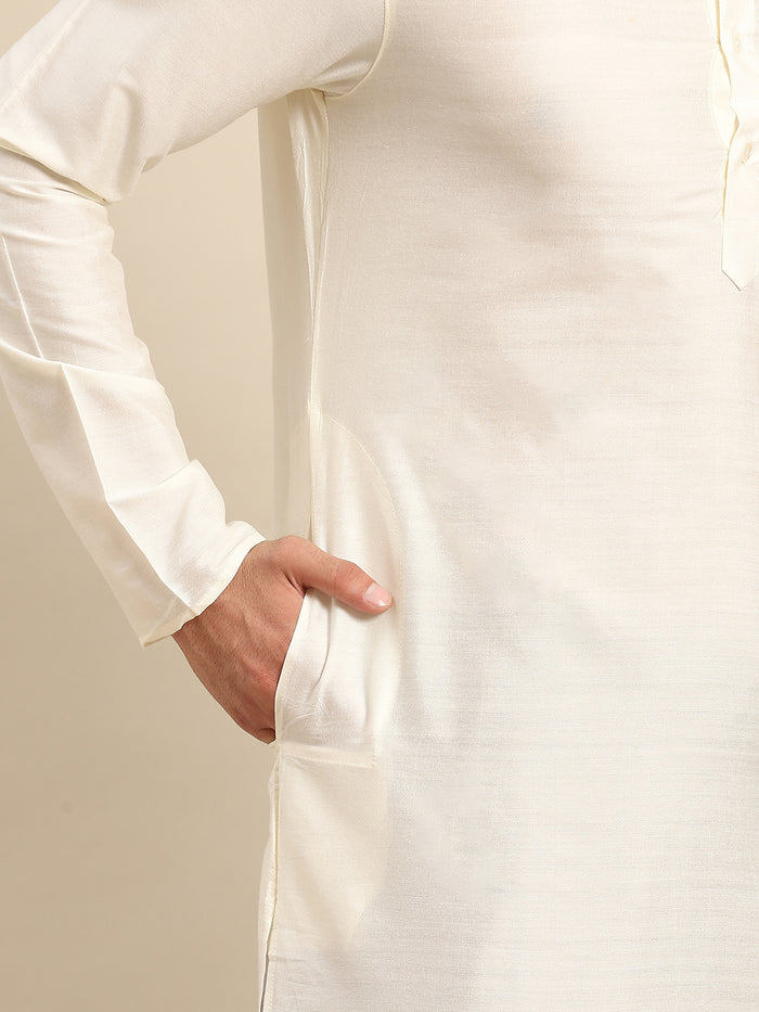 Kisah Men White Kurta Jacket Set