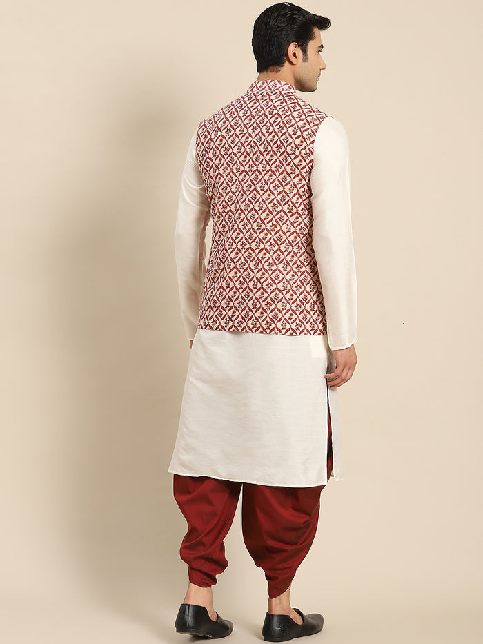 Kisah Men White Kurta Jacket Set