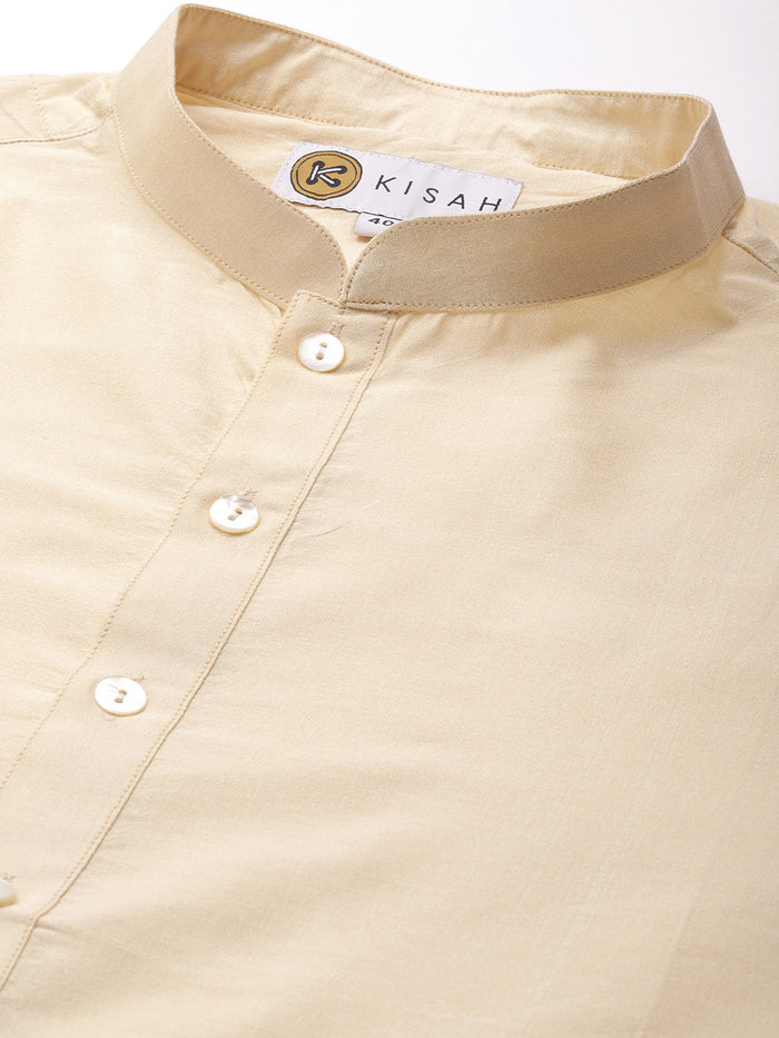 Kisah Men Yellow Color Kurta Jacket Set