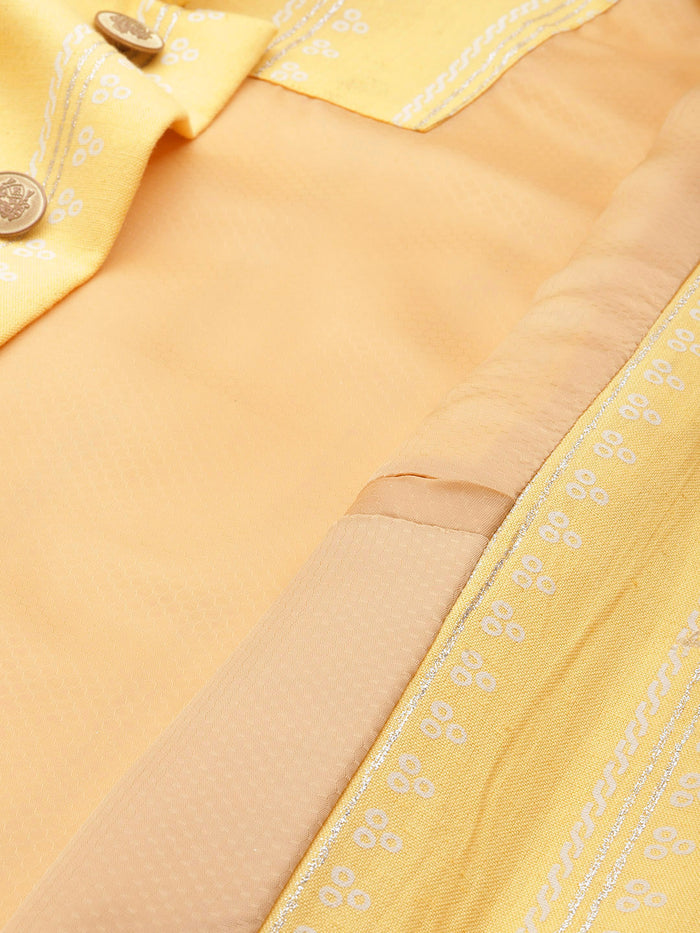 Kisah Men Yellow Color Kurta Jacket Set