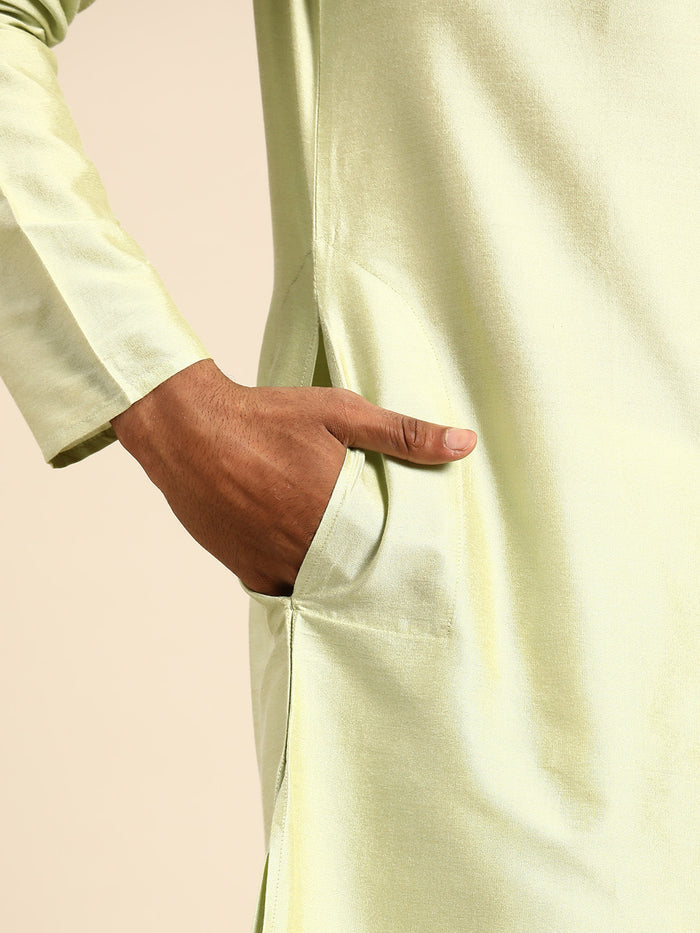 Kisah Men Yellow Color Kurta Jacket Set