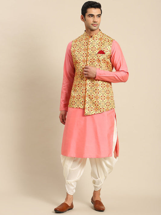 Kisah Men Yellow Kurta Jacket Set
