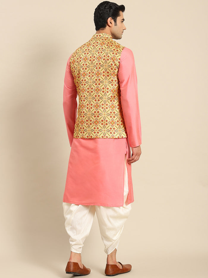 Kisah Men Yellow Kurta Jacket Set